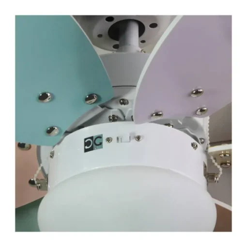 Ventilador de techo Orión 1xE27 acabado blanco aspas reversibles multicolor estilo infantil motor AC 76cm Ø