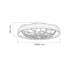 Ventilador de techo Rafale negro LED 50w 3CCT acabado negro estilo industrial plafón con ventilador motor DC 40cm Ø