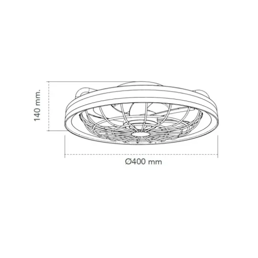 Ventilador de techo Rafale negro LED 50w 3CCT acabado negro estilo industrial plafón con ventilador motor DC 40cm Ø