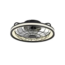 Ventilador de techo Rafale negro LED 50w 3CCT acabado negro estilo industrial plafón con ventilador motor DC 40cm Ø