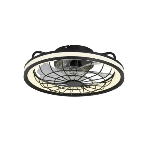Ventilador de techo Rafale negro LED 50w 3CCT acabado negro estilo industrial plafón con ventilador motor DC 40cm Ø