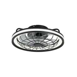 Ventilador de techo Rafale negro LED 50w 3CCT acabado negro estilo industrial plafón con ventilador motor DC 40cm Ø