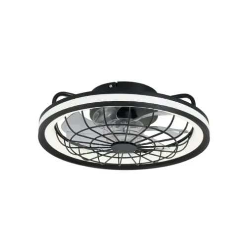 Ventilador de techo Rafale negro LED 50w 3CCT acabado negro estilo industrial plafón con ventilador motor DC 40cm Ø