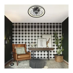 Ventilador de techo Rafale negro LED 50w 3CCT acabado negro estilo industrial plafón con ventilador motor DC 40cm Ø