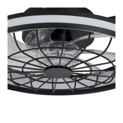 Ventilador de techo Rafale negro LED 50w 3CCT acabado negro estilo industrial plafón con ventilador motor DC 40cm Ø