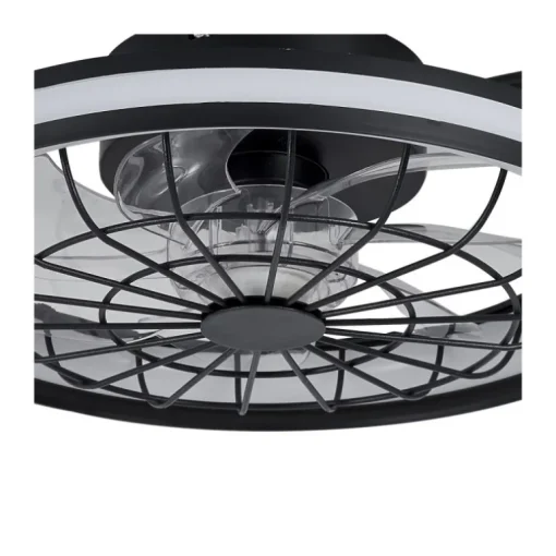Ventilador de techo Rafale negro LED 50w 3CCT acabado negro estilo industrial plafón con ventilador motor DC 40cm Ø