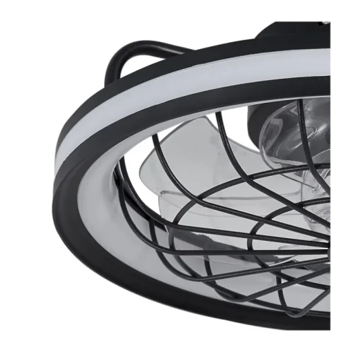 Ventilador de techo Rafale negro LED 50w 3CCT acabado negro estilo industrial plafón con ventilador motor DC 40cm Ø