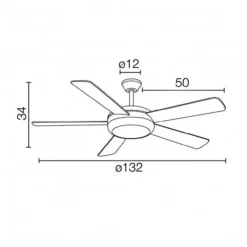 Ventilador de techo Randy 2xE27 acabado blanco estilo moderno aspas madera/blanco motor AC 132cm Ø