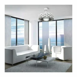 Ventilador de techo Slice blanco LED 24w 3CCT acabado blanco estilo moderno plafón con ventilador motor DC 54cm Ø