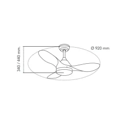 Ventilador de techo Stel Mini blanco/madera LED 20w 3CCT acabado blanco aspas efecto madera estilo moderno motor DC 92cm Ø