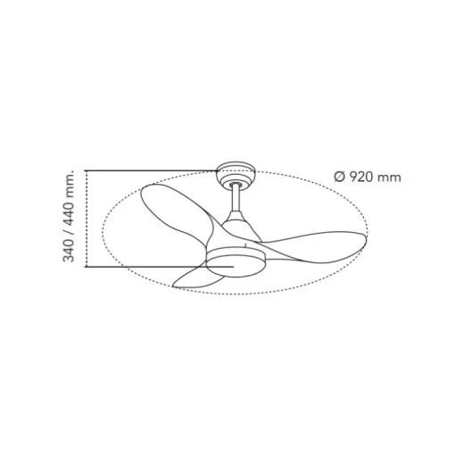 Ventilador de techo Stel Mini blanco LED 20w 3CCT acabado blanco estilo moderno motor DC 92cm Ø