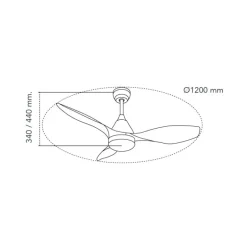Ventilador de techo Stel negro LED 20W 3CCT acabado negro estilo moderno motor DC 120cm Ø