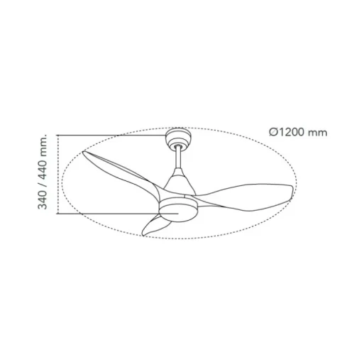 Ventilador de techo Stel negro/oscuro LED 20W 3CCT acabado negro aspas efecto madera estilo moderno motor DC 120cm Ø
