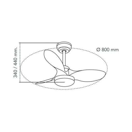 Ventilador de techo Stel Mini S negro LED 20w 3CCT acabado negro estilo moderno motor DC 80cm Ø