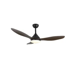 Ventilador de techo Stel negro/oscuro LED 20W 3CCT acabado negro aspas efecto madera estilo moderno motor DC 120cm Ø