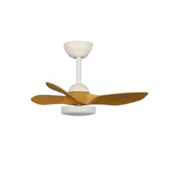 Ventilador de techo Stel Mini S blanco/claro LED 20w 3CCT acabado blanco aspas efecto madera estilo moderno motor DC 80cm Ø