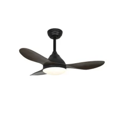 Ventilador de techo Stel Mini negro/oscuro LED 20w 3CCT acabado negro aspas efecto madera estilo moderno motor DC 92cm Ø