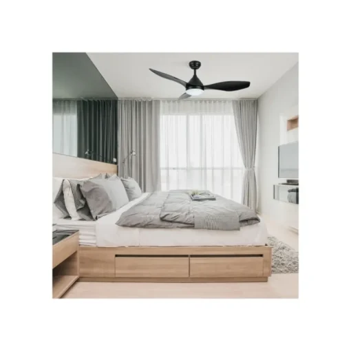 Ventilador de techo Stel negro LED 20W 3CCT acabado negro estilo moderno motor DC 120cm Ø