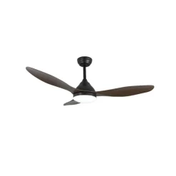 Ventilador de techo Stel negro/oscuro LED 20W 3CCT acabado negro aspas efecto madera estilo moderno motor DC 120cm Ø