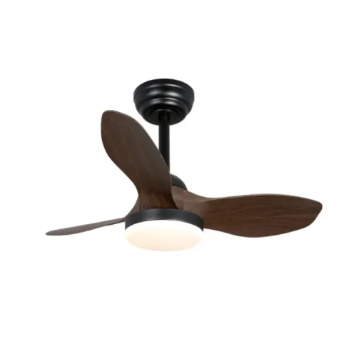 Ventilador de techo Stel Mini S negro/oscuro LED 20w 3CCT acabado negro aspas efecto madera estilo moderno motor DC 80cm Ø