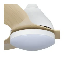 Ventilador de techo Stel Mini blanco/madera LED 20w 3CCT acabado blanco aspas efecto madera estilo moderno motor DC 92cm Ø