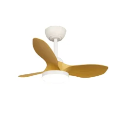 Ventilador de techo Stel Mini S blanco/claro LED 20w 3CCT acabado blanco aspas efecto madera estilo moderno motor DC 80cm Ø