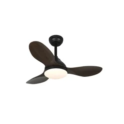 Ventilador de techo Stel Mini negro/oscuro LED 20w 3CCT acabado negro aspas efecto madera estilo moderno motor DC 92cm Ø