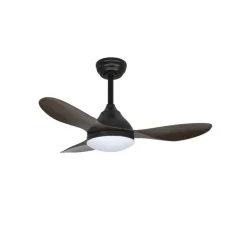 Ventilador de techo Stel Mini negro/oscuro LED 20w 3CCT acabado negro aspas efecto madera estilo moderno motor DC 92cm Ø