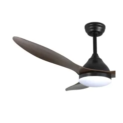 Ventilador de techo Stel negro/oscuro LED 20W 3CCT acabado negro aspas efecto madera estilo moderno motor DC 120cm Ø