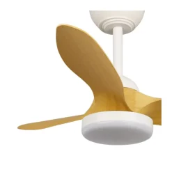 Ventilador de techo Stel Mini S blanco/claro LED 20w 3CCT acabado blanco aspas efecto madera estilo moderno motor DC 80cm Ø