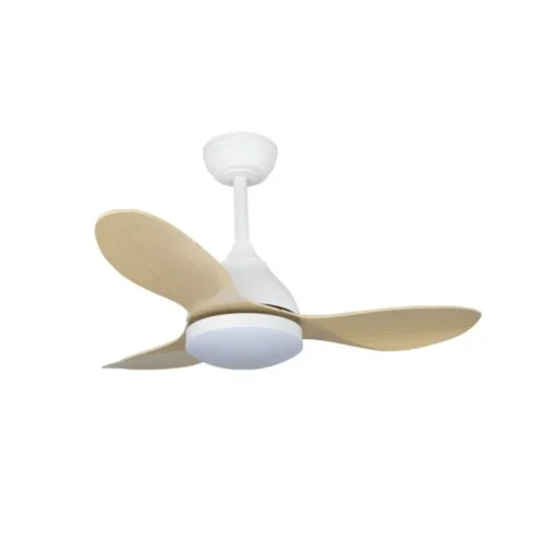 Ventilador de techo Stel Mini blanco/madera LED 20w 3CCT acabado blanco aspas efecto madera estilo moderno motor DC 92cm Ø
