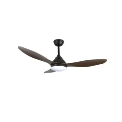 Ventilador de techo Stel negro/oscuro LED 20W 3CCT acabado negro aspas efecto madera estilo moderno motor DC 120cm Ø