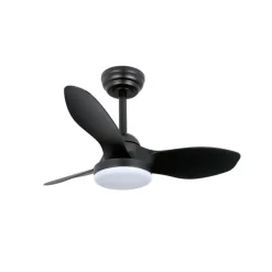 Ventilador de techo Stel Mini S negro LED 20w 3CCT acabado negro estilo moderno motor DC 80cm Ø