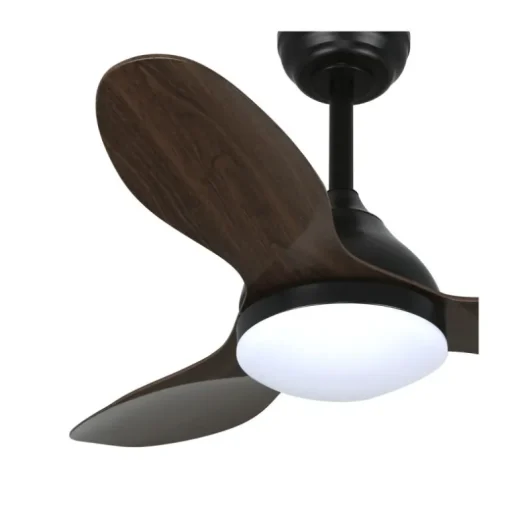 Ventilador de techo Stel Mini negro/oscuro LED 20w 3CCT acabado negro aspas efecto madera estilo moderno motor DC 92cm Ø
