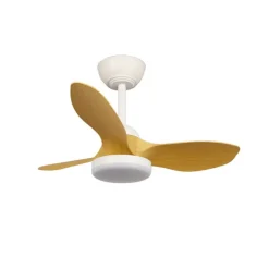 Ventilador de techo Stel Mini S blanco/claro LED 20w 3CCT acabado blanco aspas efecto madera estilo moderno motor DC 80cm Ø