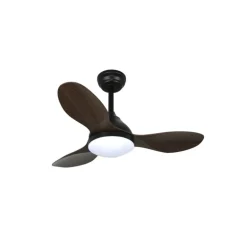 Ventilador de techo Stel Mini negro/oscuro LED 20w 3CCT acabado negro aspas efecto madera estilo moderno motor DC 92cm Ø