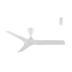 Ventilador de techo Storm IP44 Sin luz acabado blanco motor AC 3 velocidades para exterior 132cm Ø