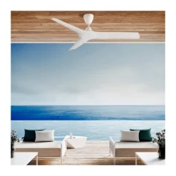 Ventilador de techo Storm IP44 Sin luz acabado blanco motor AC 3 velocidades para exterior 132cm Ø