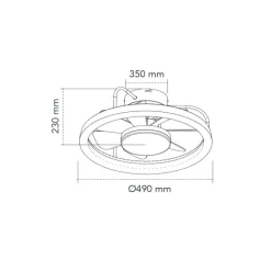 Ventilador de techo Strike negro LED 50w 3CCT acabado negro estilo moderno plafón ventilador motor DC 49cm Ø