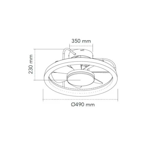 Ventilador de techo Strike negro LED 50w 3CCT acabado negro estilo moderno plafón ventilador motor DC 49cm Ø