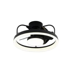 Ventilador de techo Strike negro LED 50w 3CCT acabado negro estilo moderno plafón ventilador motor DC 49cm Ø
