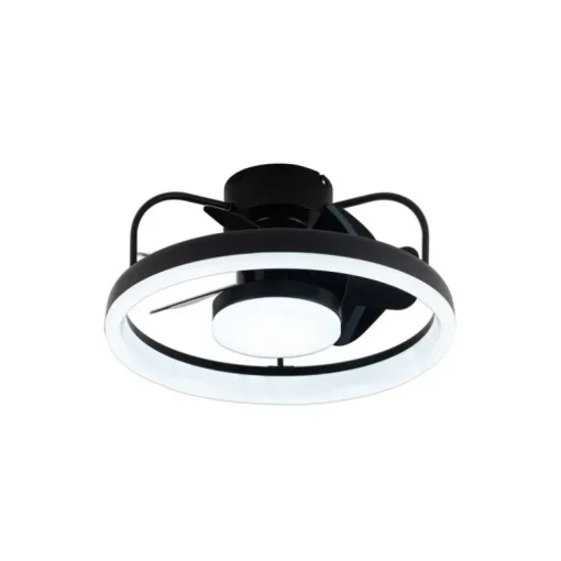 Ventilador de techo Strike negro LED 50w 3CCT acabado negro estilo moderno plafón ventilador motor DC 49cm Ø