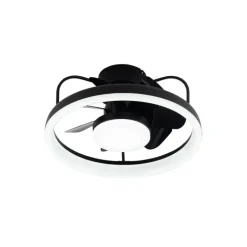 Ventilador de techo Strike negro LED 50w 3CCT acabado negro estilo moderno plafón ventilador motor DC 49cm Ø