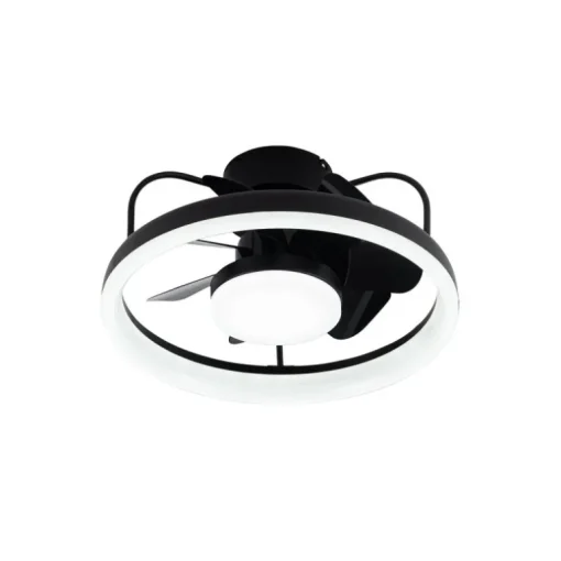 Ventilador de techo Strike negro LED 50w 3CCT acabado negro estilo moderno plafón ventilador motor DC 49cm Ø
