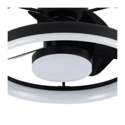 Ventilador de techo Strike negro LED 50w 3CCT acabado negro estilo moderno plafón ventilador motor DC 49cm Ø
