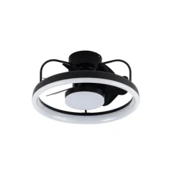 Ventilador de techo Strike negro LED 50w 3CCT acabado negro estilo moderno plafón ventilador motor DC 49cm Ø