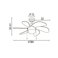 Ventilador de techo Tabit plata 1xE27 acabado plata aspas acabado plata estilo moderno motor AC 84cm Ø