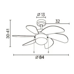 Ventilador de techo Tabit blanco 1xE27 acabado blanco aspas acabado blanco estilo moderno motor AC 84cm Ø