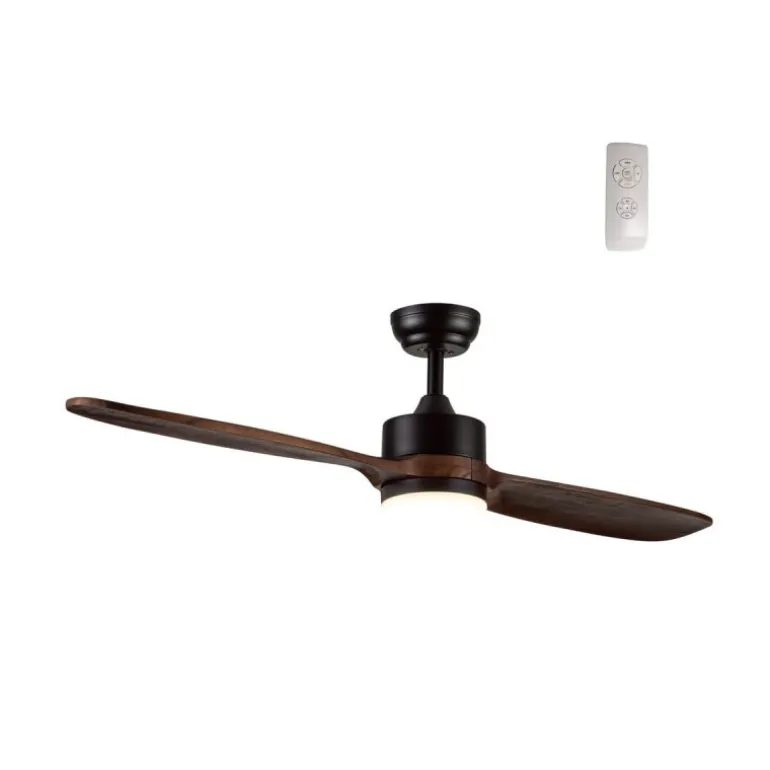Ventilador de techo Taga negro/madera LED 18W 3CCT acabado negro aspas de madera maciza estilo moderno motor AC 132cm Ø