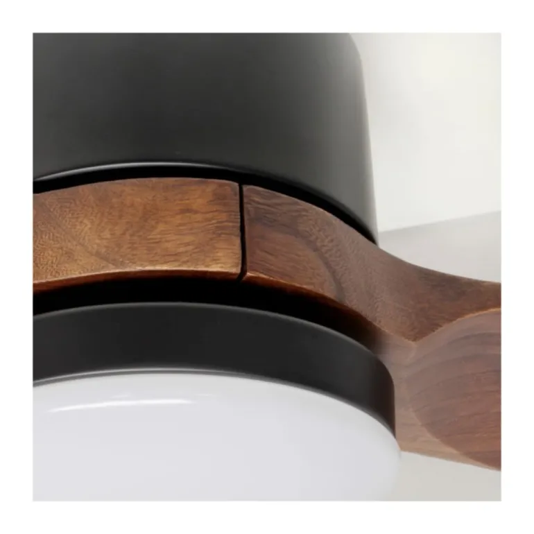 Ventilador de techo Taga negro/madera LED 18W 3CCT acabado negro aspas de madera maciza estilo moderno motor AC 132cm Ø